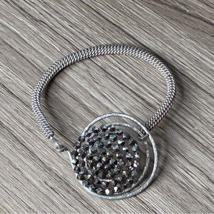 Vintage Artisan Silver-Tone Crystal Disc Bracelet - Women Jewelry